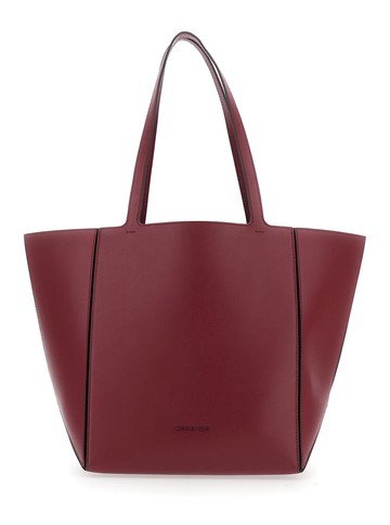 'Jordi' Bordeaux Tote Bag With Tonal Logo Lettering On The Front In Leather Woman