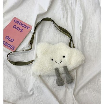 網紅可愛卡通毛絨云朵包學生少女日系原宿單肩斜挎包小挎包手機包