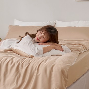 【廠商直送】永恆系列 100%天絲 拿鐵棕 被套床包組-特大