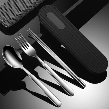 316L不銹鋼叉勺筷便攜餐具學生筷子收納盒旅行叉子勺子單人套裝