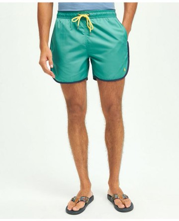Brooks Brothers Men's 5" Stretch Montauk Solid Swim Trunks | Dark Green | Size XL