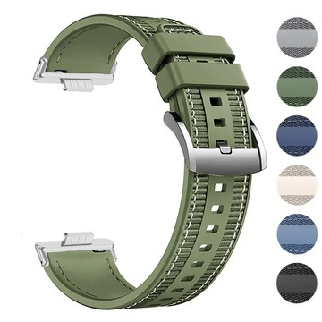 適用於華為 Watch Fit 4/4 Pro/3/2/1 矽膠錶帶配件的矽膠編織尼龍錶帶