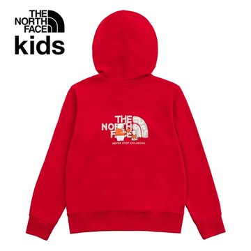 【The North Face 官方旗艦】新年款-北面兒童紅色趣味蛇年印花連帽外套｜8CFZ682