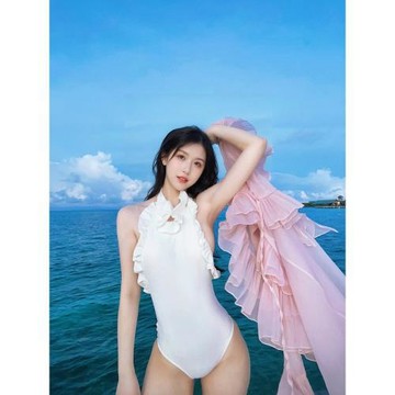 連體泳衣女純欲風2025新款度假白色性感露背遮肚顯瘦泡溫泉游泳裝