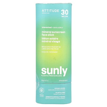 ATTITUDE, Sunly，礦物質抗曬棒，SPF 30，無香型，0.7 盎司（20 克）