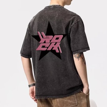 美式水洗oversize夏季五分袖t恤男 高街半袖衣服ins潮寬鬆t恤潮牌印花t 男T 短袖男（LDS504）【壹號站】