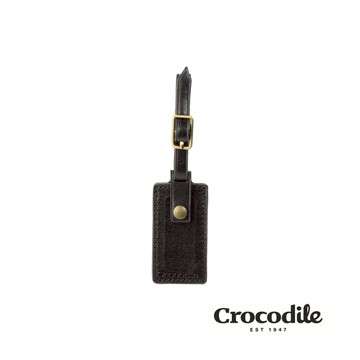Crocodile 鱷魚皮件 載具條碼/ID皮革吊牌 (小款) 義大利植鞣皮革 0103-58331-黑色