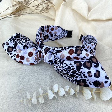 髮箍/兔耳髮箍/豹紋-白