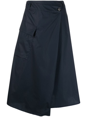 Woolrich - high-waisted A-line skirt - women - Cotton - M - Blue