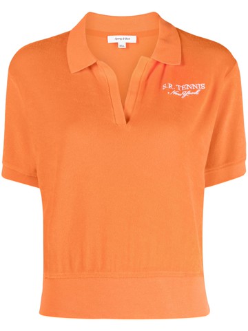 Sporty & Rich - logo-embroidered cotton polo shirt - women - Cotton - M - Orange