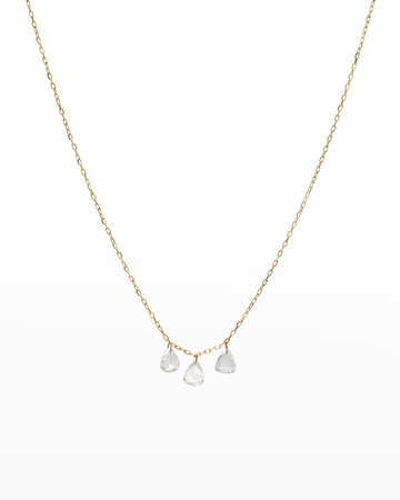 18K 3-Diamond Drop Necklace