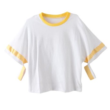 諾諾E站 2025夏季新款 寬松棉短袖T恤女袖口破洞上衣 阿儷系列