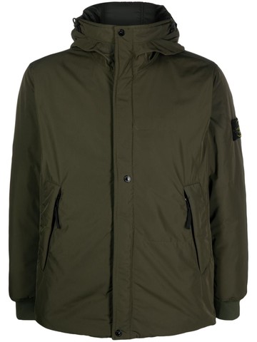 Stone Island - Compass-logo hooded jacket - men - Polyester/Polyester - XL - Green