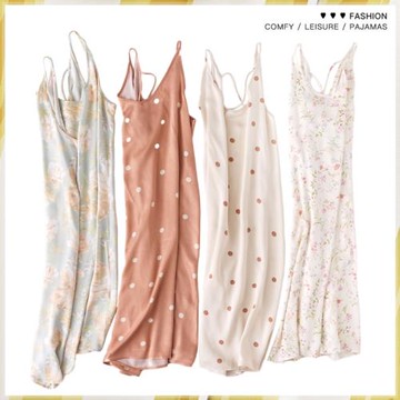 吊帶睡裙女甜美印花可愛夏季薄款少女睡衣純棉修身交叉背家居服潮