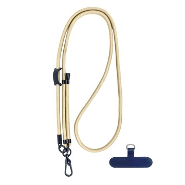 多功能手機掛繩 強韌營繩款 附手機夾片 線粗8mm 穩固結實 繩子總長度約150cm  奶茶色  1條