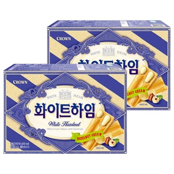 CROWN 皇冠 WHITE HEIM 榛果奶油威化酥 法式薄燒酥脆外皮 內餡爽口不膩 獨立小包裝方便攜帶  142g  2盒