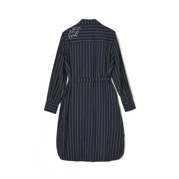 春鉅惠#深圳南油9魅KE0A0029豎條紋長袖連衣裙女2025春