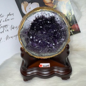 金開運💰頂級烏拉圭晶洞ESPa+✨4.003kg❤️多彩瑙邊 洞深6公分 最頂色 帝王紫 招財水晶洞 紫水 A0811