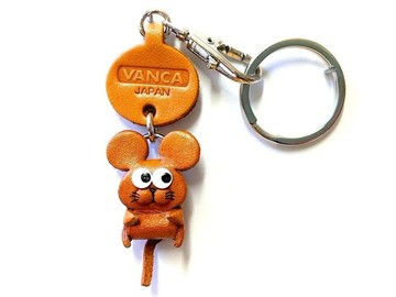 鼠 動物 小巧 真皮鑰匙圈 手工日本製 立體造型 VANCA