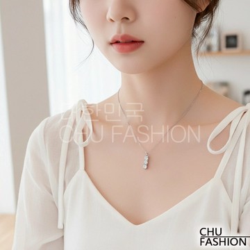 【CHU】韓國直輸 鑽飾垂墜直線項鍊 韓系高雅閃耀款