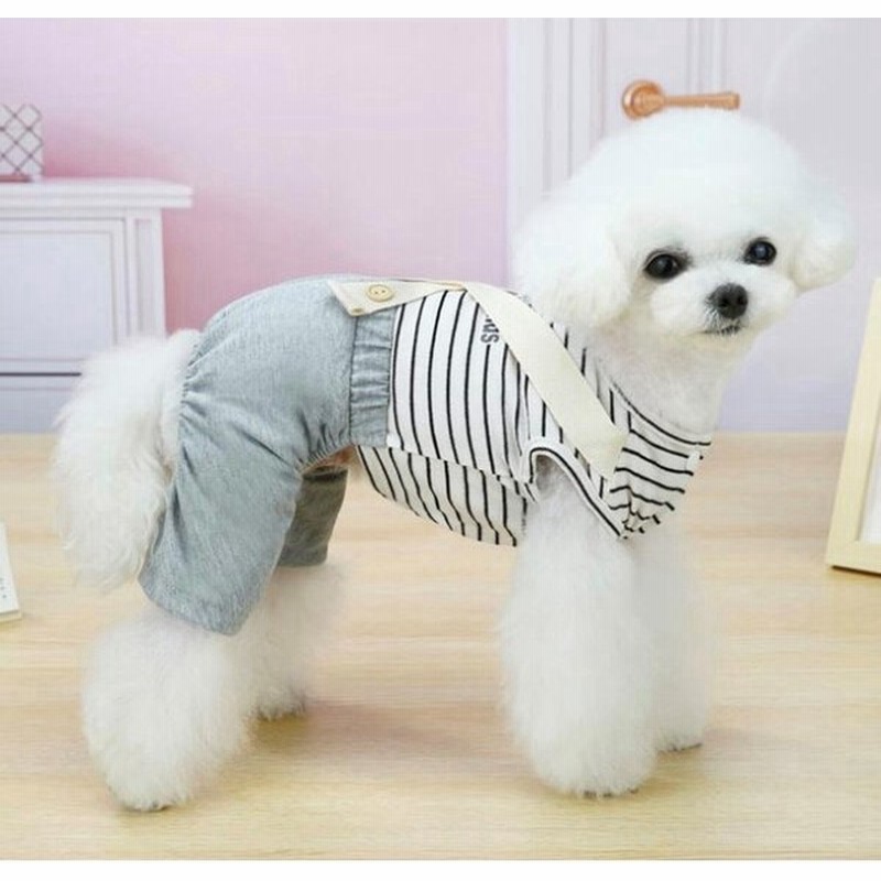 ワンちゃんお洋服かわいいお出かけお散歩小型犬夏服つなぎボーダーペット ペットグッズ 犬用品 通販 Lineポイント最大0 5 Get Lineショッピング