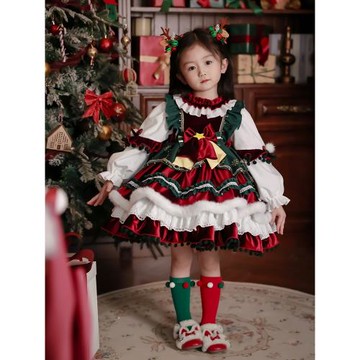 禮物圣誕節衣服裝女童洛麗塔公主裙秋冬新款穿搭寶寶兒童連衣裙子