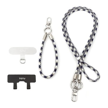 TOTU 拓途 LS-2系列 手機掛繩 iPhone/安卓通用 長短掛繩  藍米白  1組