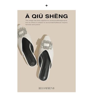 法式方扣水鉆包頭半拖鞋女外穿夏季2025新款懶人涼拖鞋低跟穆勒鞋