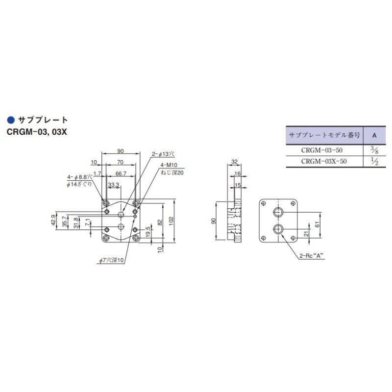 直送品】 油研工業 サブプレート CRGM-03X-50 | LINEショッピング