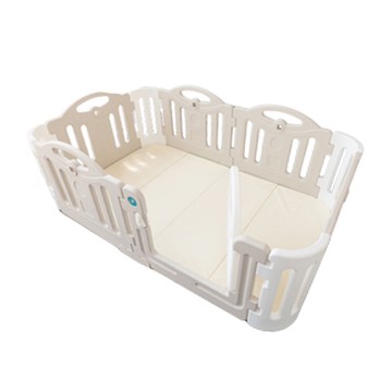 台灣 小鹿蔓蔓 Mang Mang 兒童遊戲圍欄-秘密基地(圍欄加倍版) (灰白+門鎖)