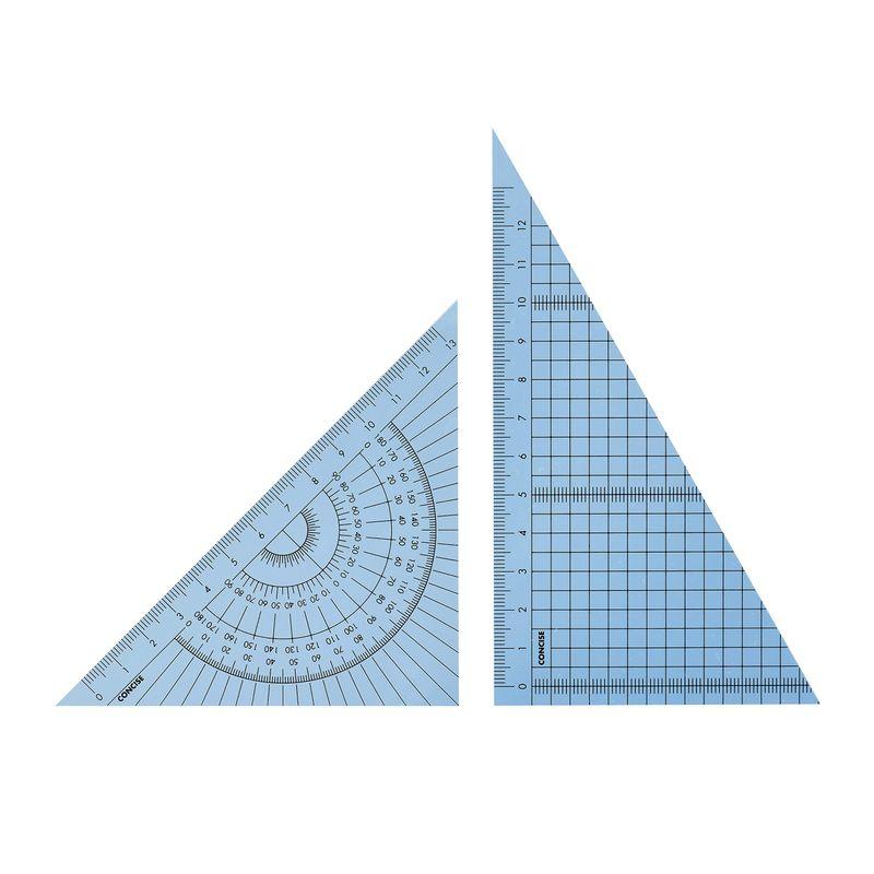 TTC コンサイス 定規 カラー三角定規セット 15cm ブルー