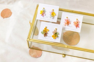 耳針x耳夾水晶花_精靈小花叢_光點飾品