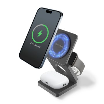 Gigastone 15W Qi2 MagSafe 折疊式鋁合金充電座 iPhone17 Apple Watch充電盤