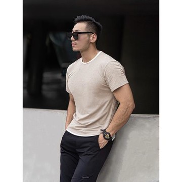 EVENSO Relax舒適棉感假兩件透氣休閑T恤 彈力速干復古運動短袖男