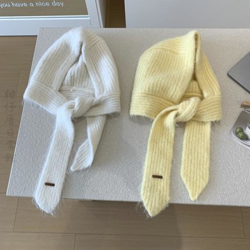 🔥2件9折🍊臺北出貨🍊可開發票法帽披肩針織一體圍巾純色連帽帽子外搭多用新款網紅針織秋冬季