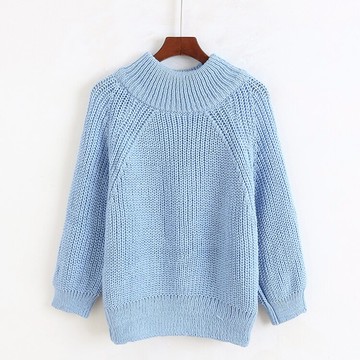 高領長袖毛衣 短款針織女打底衫秋冬新款純色套頭彈力上衣 01/7-1