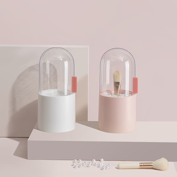 化妝刷收納盒防塵桌面散粉刷眼影眼線眉筆筒帶珍珠美妝刷子收納桶