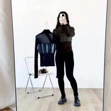 透膚彈性內搭 透視罩衫 素T 立領上衣 皮革透視上衣 網紗上衣 透膚網紗彈性上衣 疊穿層次感 薄款網紗 長袖上衣 長袖t