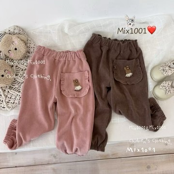 🌈✨mix1001俏皮小兔紗裙造型小口袋褲✨兒童花邊口袋小兔兔立體車縫9分褲 5-17