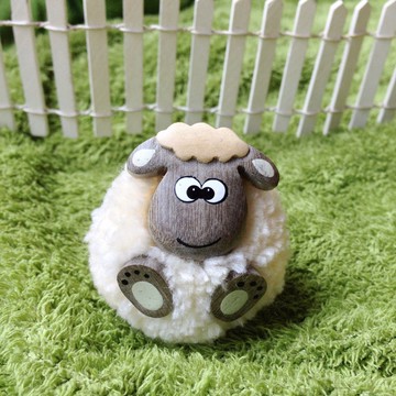 【毛線澎澎羊x鬥雞眼小呆呆】手工木製鑰匙圈/吊飾/磁鐵