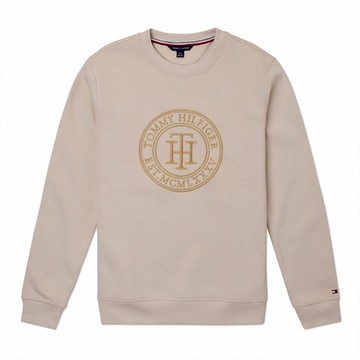 Tommy Hilfiger 經典刺繡徽章大學T恤(女)-米色