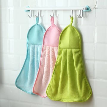 珊瑚絨搓擦手巾浴室可愛兒童廚房掛式毛巾加厚抹手吸水大號擦手布