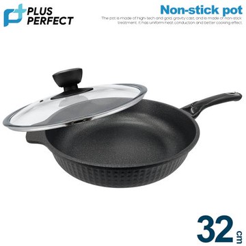 【PERFECT 理想】韓國石墨烯IH不沾深型平底鍋32cm附蓋