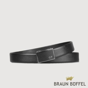 【BRAUN BUFFEL 德國小金牛】台灣總代理 時尚紳士 樹皮壓紋自動扣皮帶-鎗色/BF25S-WEG211-SGU