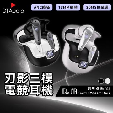 聆翔 刃影三模電競耳機｜ANC主動降噪 30ms低延遲 TypeC USB-A 三模連線 數位顯示 遊戲耳機