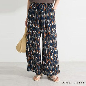 〚Green Parks〛多色圖樣光滑涼感休閒寬褲