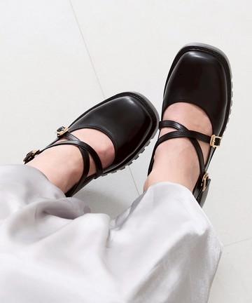 2way交叉繫帶厚底高跟鞋  (51121)