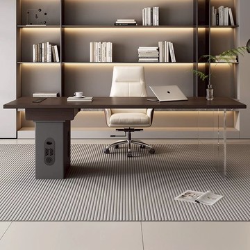 公司貨開發票 老板桌 辦公桌 書桌 意式極簡實木書桌家用現代簡約亞克力電視桌辦公桌高端寫字臺網紅 快速出貨