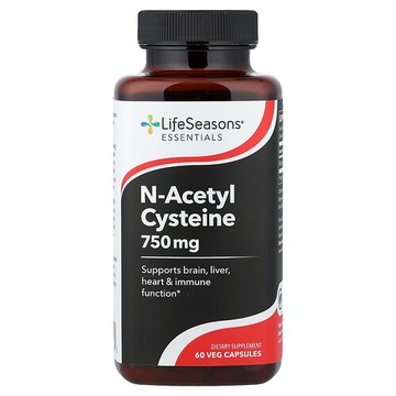 LifeSeasons, N-乙醯半胱氨酸，750 毫克，60 粒素食膠囊（每粒膠囊 375 毫克）