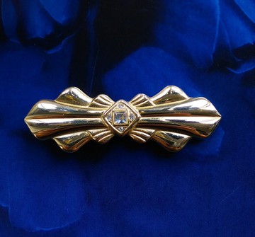 Vintage Jewelry 西洋古董飾品 ART DECO 高雅金色領結 別針